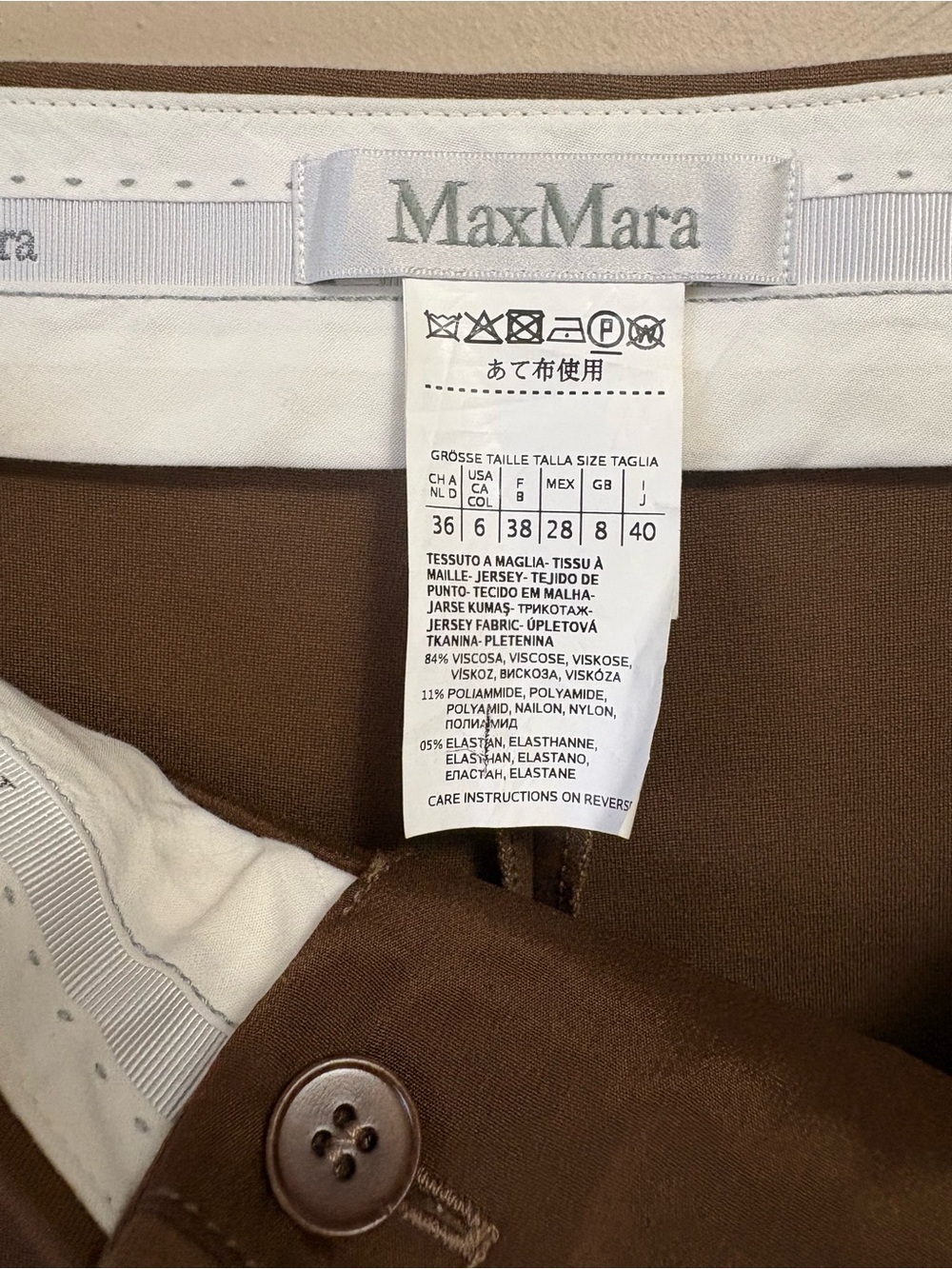 Max Mara Pegno Pocket Straight Leg Trousers Brown Size 6 - Picture 14 of 14